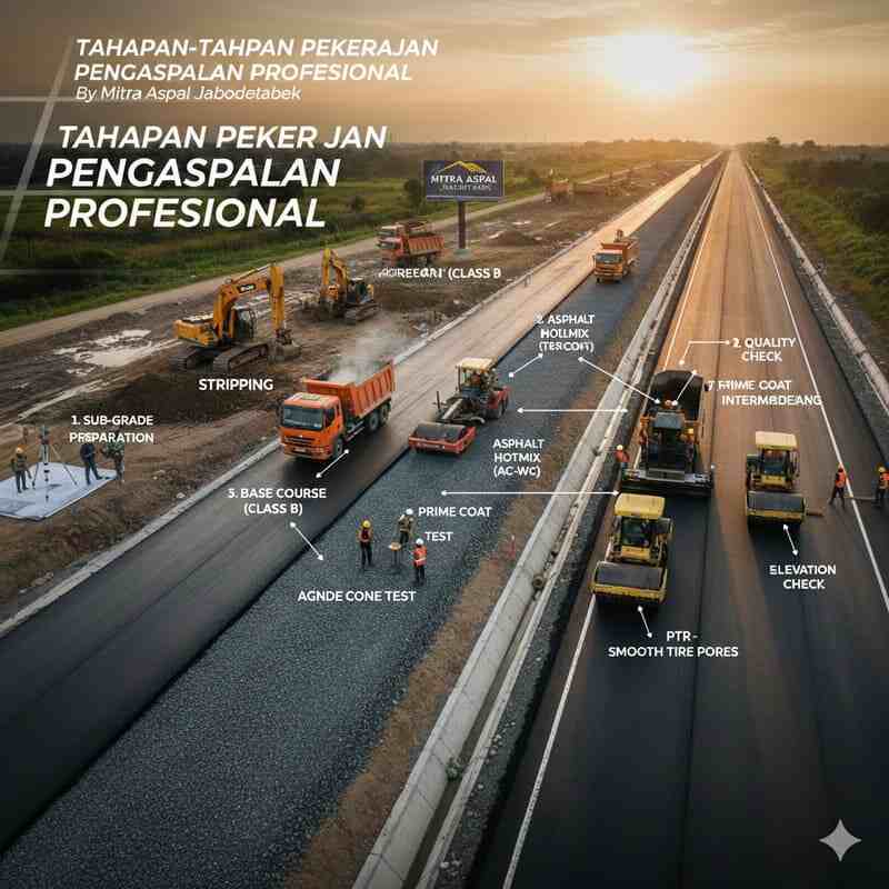 Proses Tahapan Pekerjaan Pengaspalan Jalan Profesional Mitra Aspal Jabodetabek